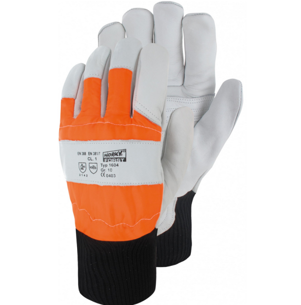 Forst, Rind-Narbenleder-Handschuh mit Nylonhandrücken und Strickbund, 1 Paar
