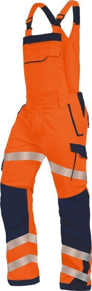 Latzhose Flex-HiVis Warnschutz Orange/Marine