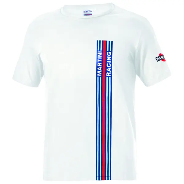 Sparco Martini Racing T-SHIRT BIG STRIPES Weiß