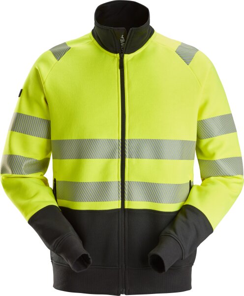 Snickers Workwear Jacke mit durchgehendem Reißverschluss Warnschutzklasse 2 Warngelb/Schwarz